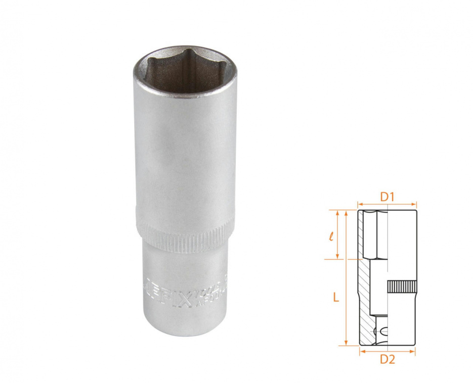 Головка торцевая глубокая шестигранная 1/2", 19 мм AFFIX AF00140019