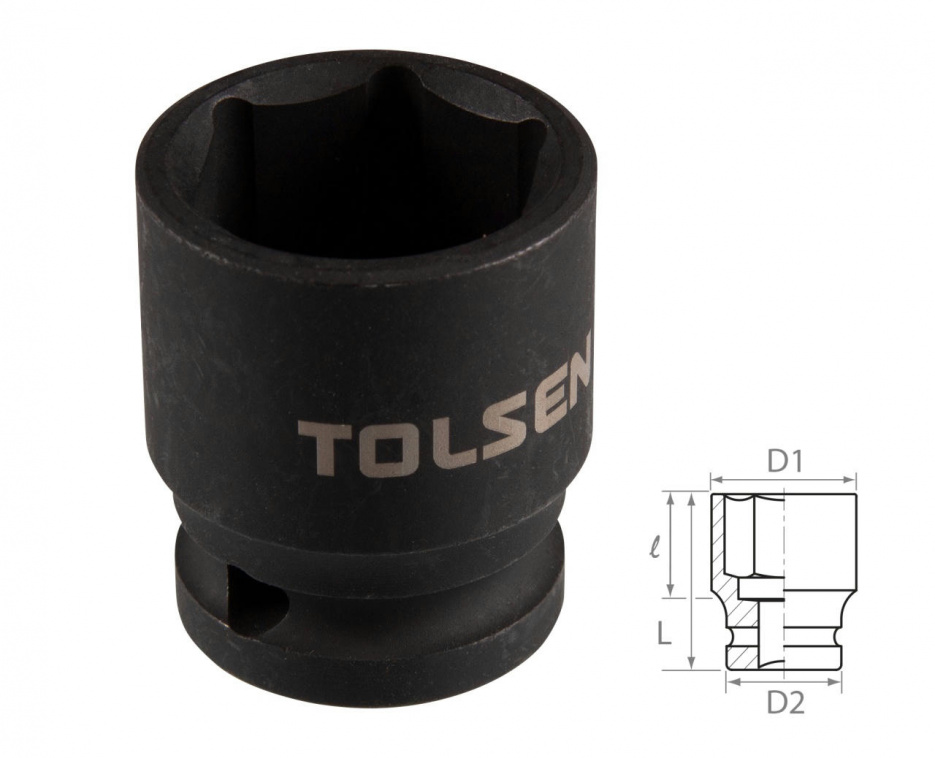 Головка торцевая ударная шестигранная 1/2", 22 мм TOLSEN TT18222